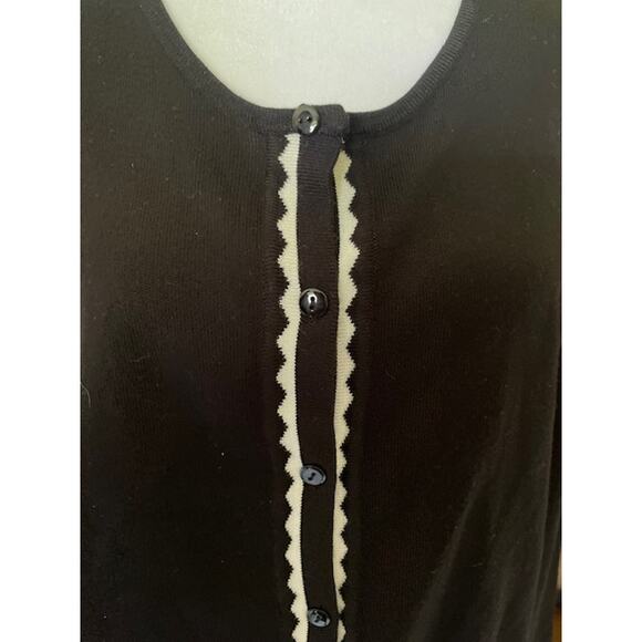 Belle Poque Size 2XL Cardigan Button Up Sweater Black w/ White‎ Trim - Picture 2 of 5